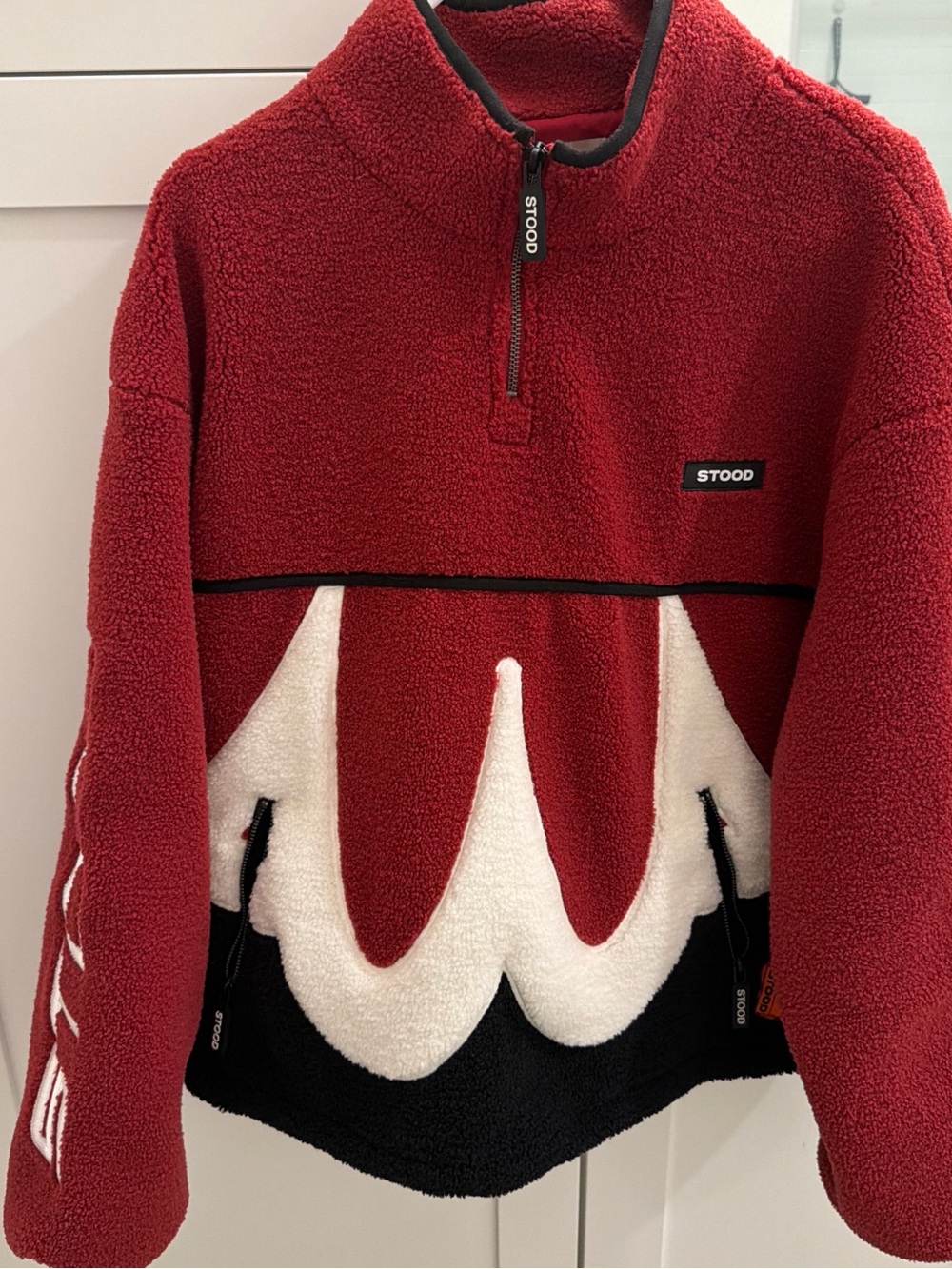 MISUNDERSTOOD Red & White Sherpa Pullover with Black Trim